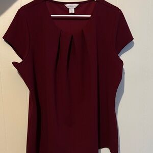 Liz Claiborne Burgundy Pleated Blouse